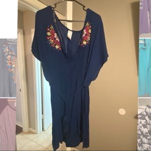 Embroidered swim suit cover up dress